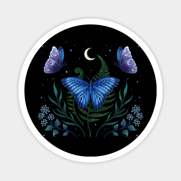 Blue Morpho Butterfly Magnet by Episodic Drawing
